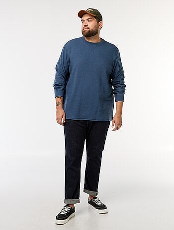 Trui van ribstof met ronde hals