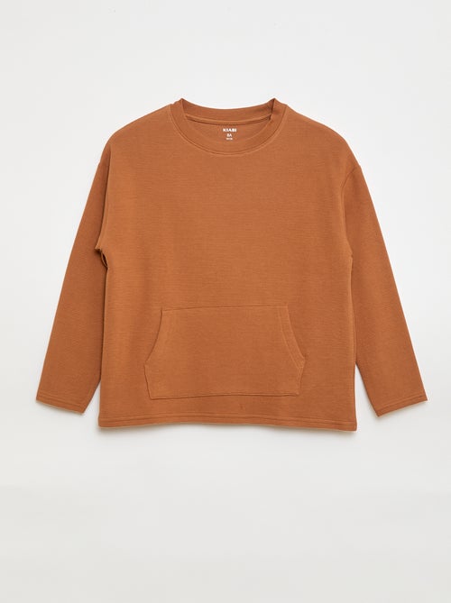 Trui van stevige ribjersey met kangoeroezak - Kiabi