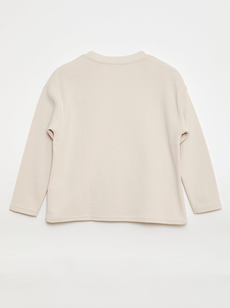 Trui van stevige ribjersey met kangoeroezak Wit - Kiabi