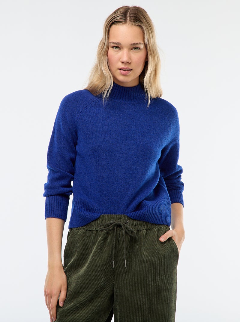 Trui van tricot met opstaande kraag Blauw - Kiabi