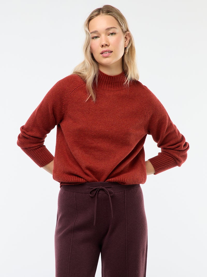 Trui van tricot met opstaande kraag Oranje - Kiabi