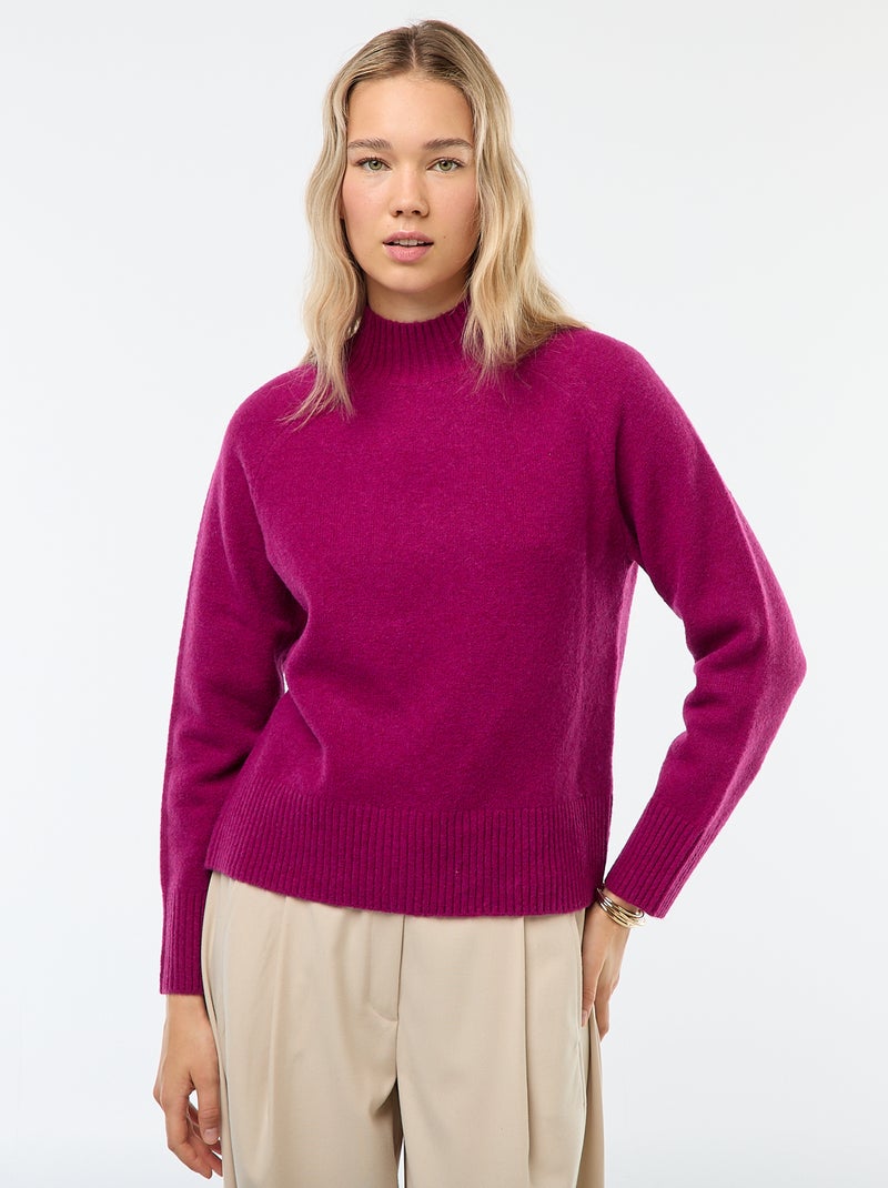 Trui van tricot met opstaande kraag Paars - Kiabi