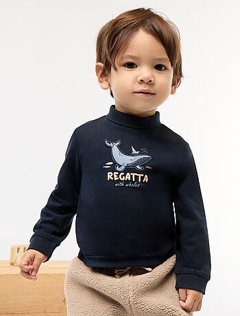 Truitje met opstaande kraag en print met reliëf