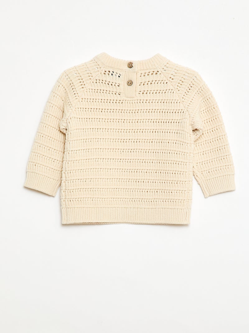Truitje van tricot met fantasiebreisel Wit - Kiabi