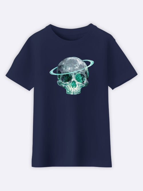 Tshirt Enfant COSMIC SKULL GREEN - Kiabi