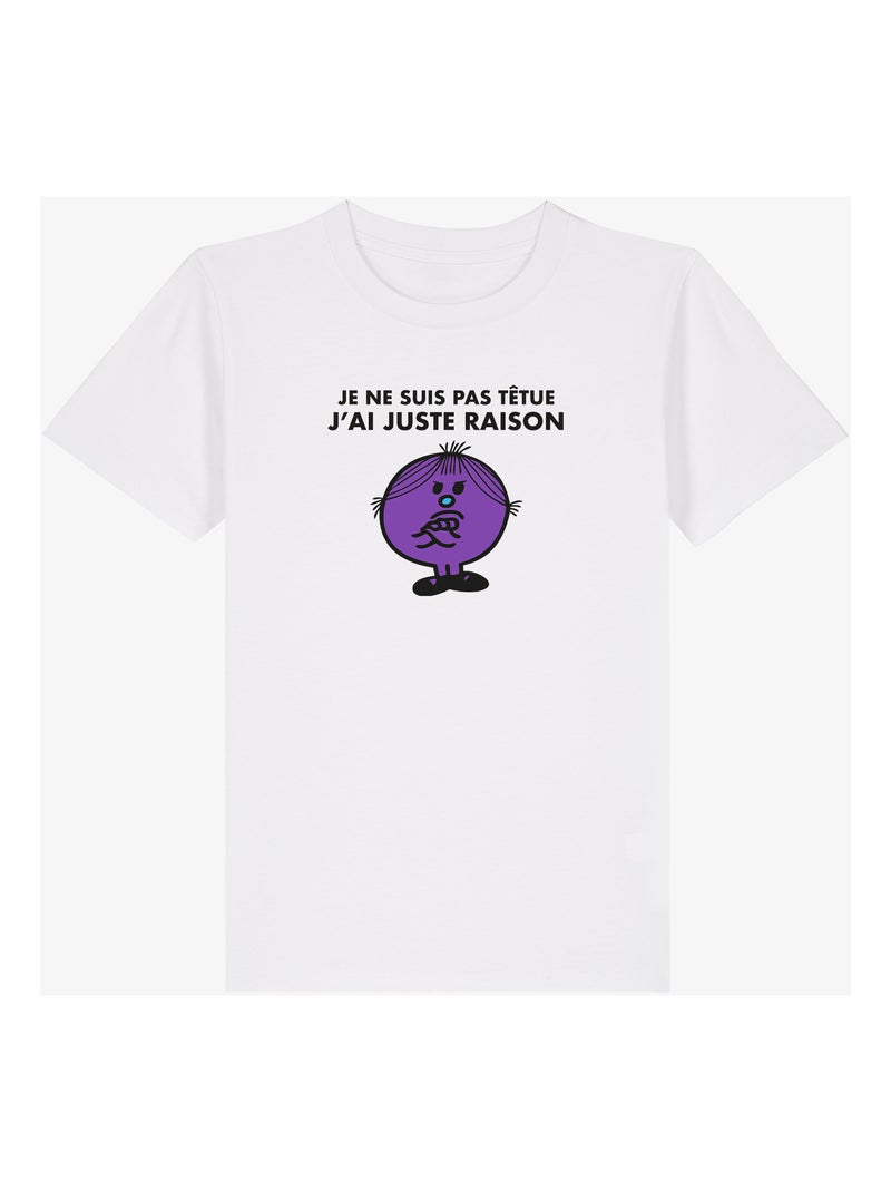 Tshirt Enfant JE NE SUIS PAS TETUE J AI JUSTE RAISON Blanc - Kiabi