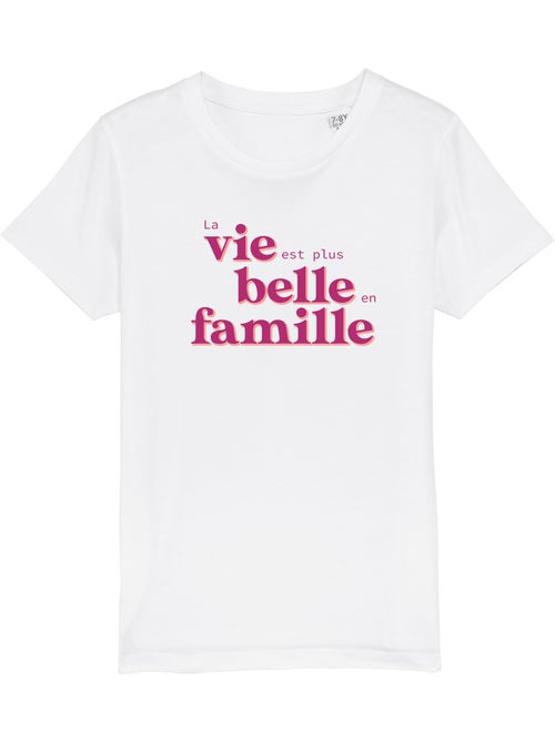 Tshirt Enfant LA VIE EST PLUS BELLE EN FAMILLE ROSE - Kiabi Tshirt Enfant LA VIE EST PLUS BELLE EN FAMILLE ROSE - Kiabi