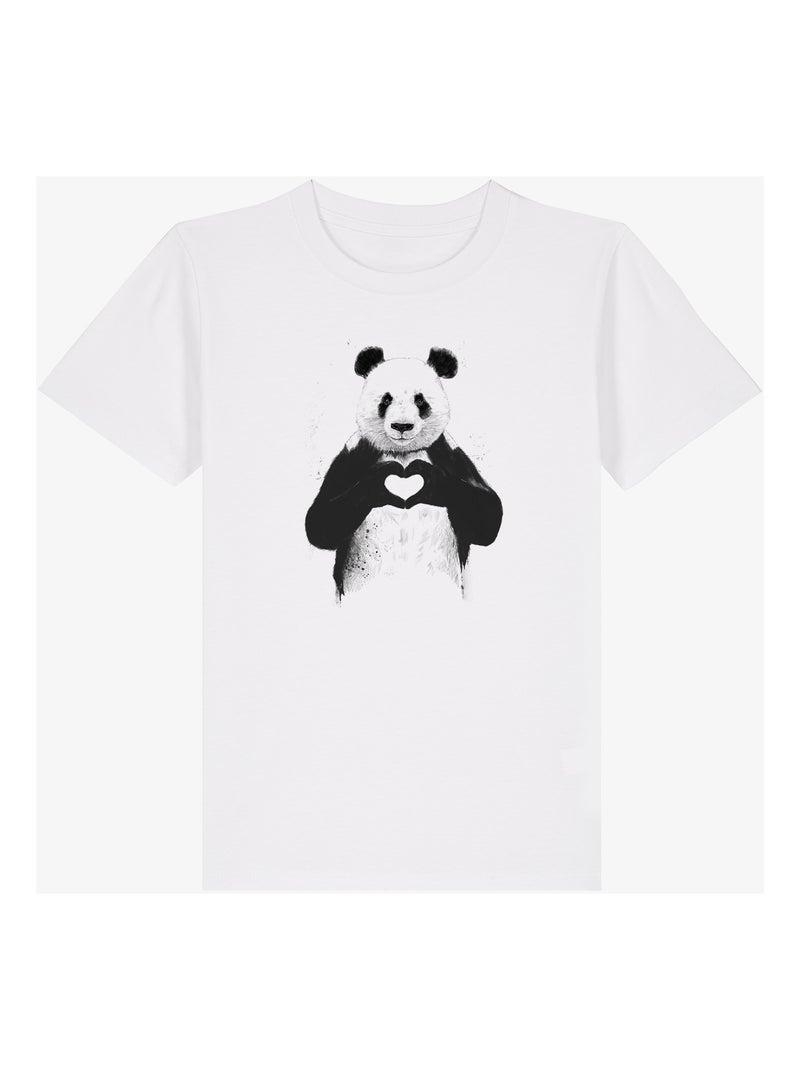 Tshirt Enfant LOVE PANDA Blanc - Kiabi