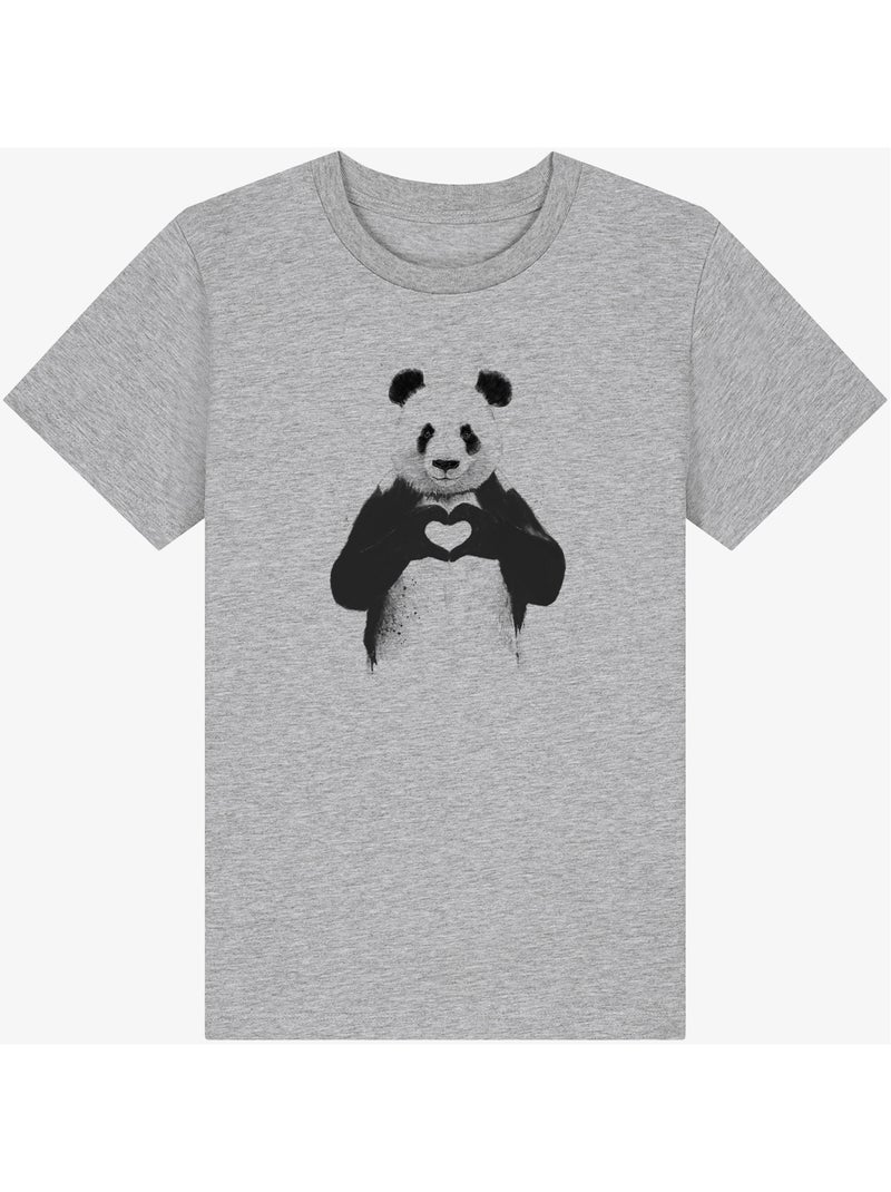 Tshirt Enfant LOVE PANDA Gris chiné - Kiabi