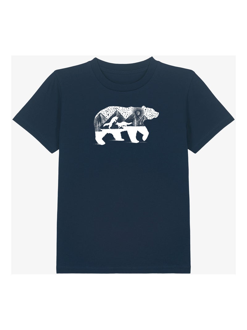 Tshirt Kinder BEAR AND FOXES Marineblauw - Kiabi