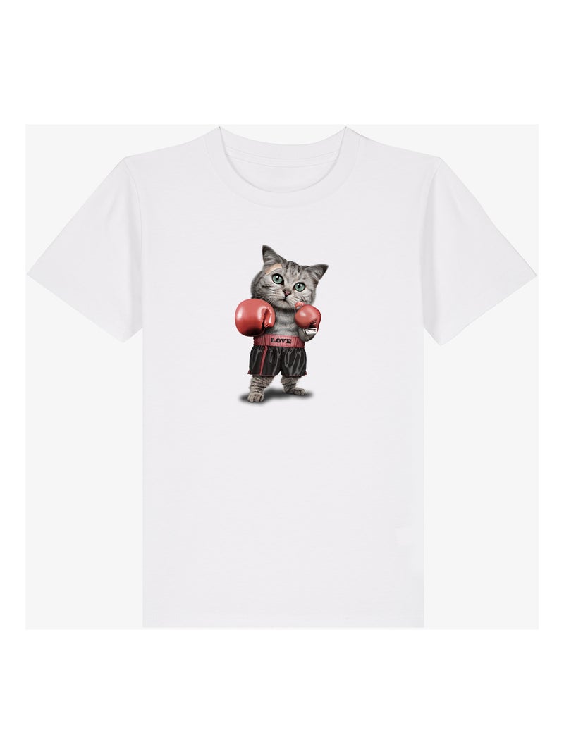 Tshirt Kinder BOXING CAT Wit - Kiabi