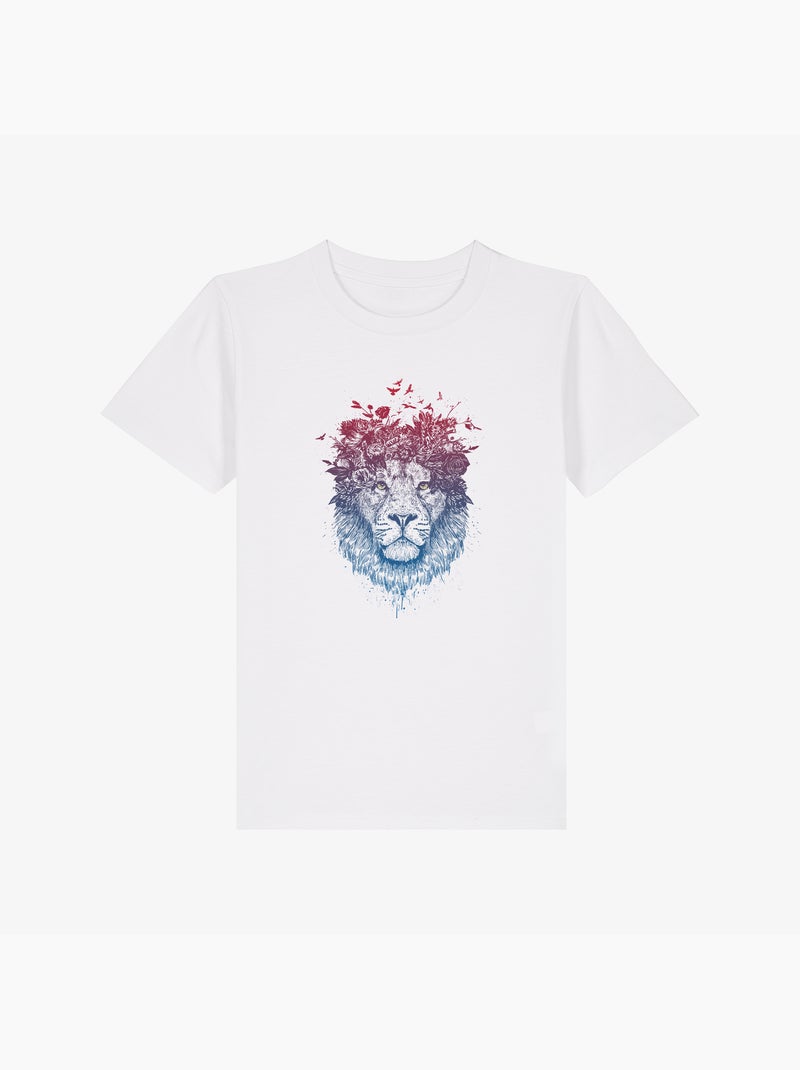 Tshirt Kinder FLORAL LION Wit - Kiabi