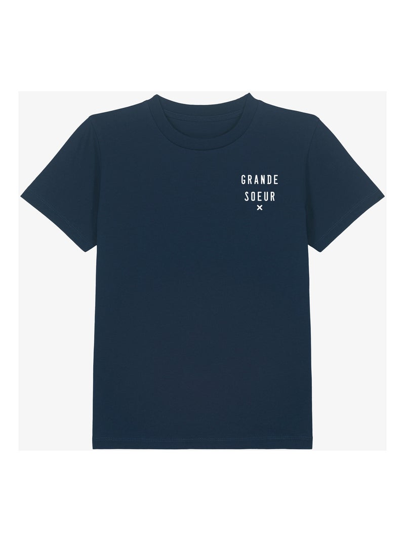 Tshirt Kinder GRANDE SŒUR X CŒUR WAF Marineblauw - Kiabi