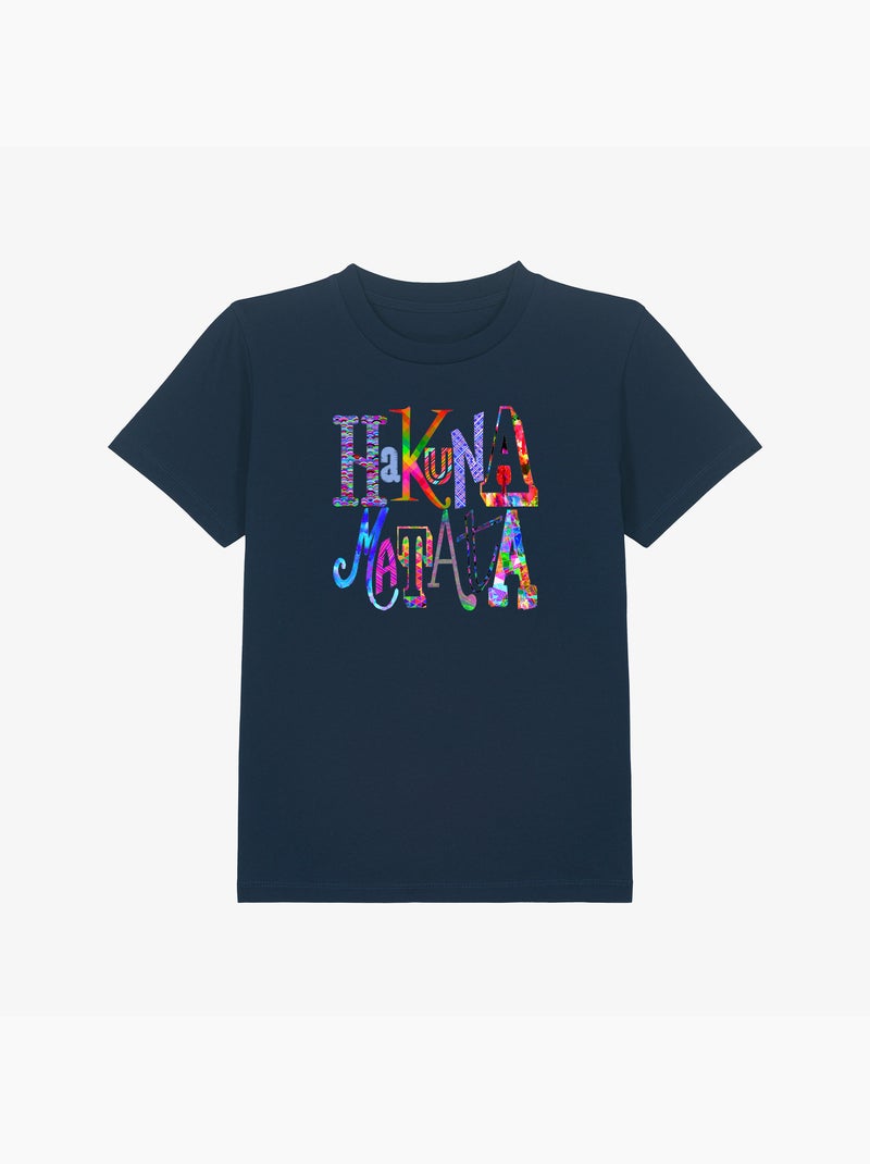 Tshirt Kinder HAKUNA MATATA COLOR Marineblauw - Kiabi