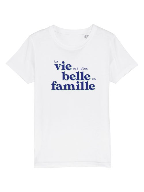 Tshirt Kinder LA VIE EST PLUS BELLE EN FAMILLE BLEU - Kiabi Tshirt Kinder LA VIE EST PLUS BELLE EN FAMILLE BLEU - Kiabi