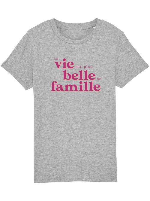 Tshirt Kinder LA VIE EST PLUS BELLE EN FAMILLE ROSE - Kiabi Tshirt Kinder LA VIE EST PLUS BELLE EN FAMILLE ROSE - Kiabi