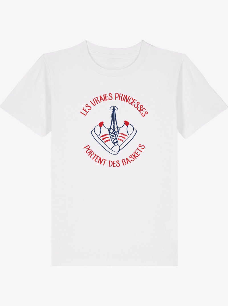 Tshirt Kinder LES VRAIES PRINCESSES PORTENT DES BASKETS Wit - Kiabi