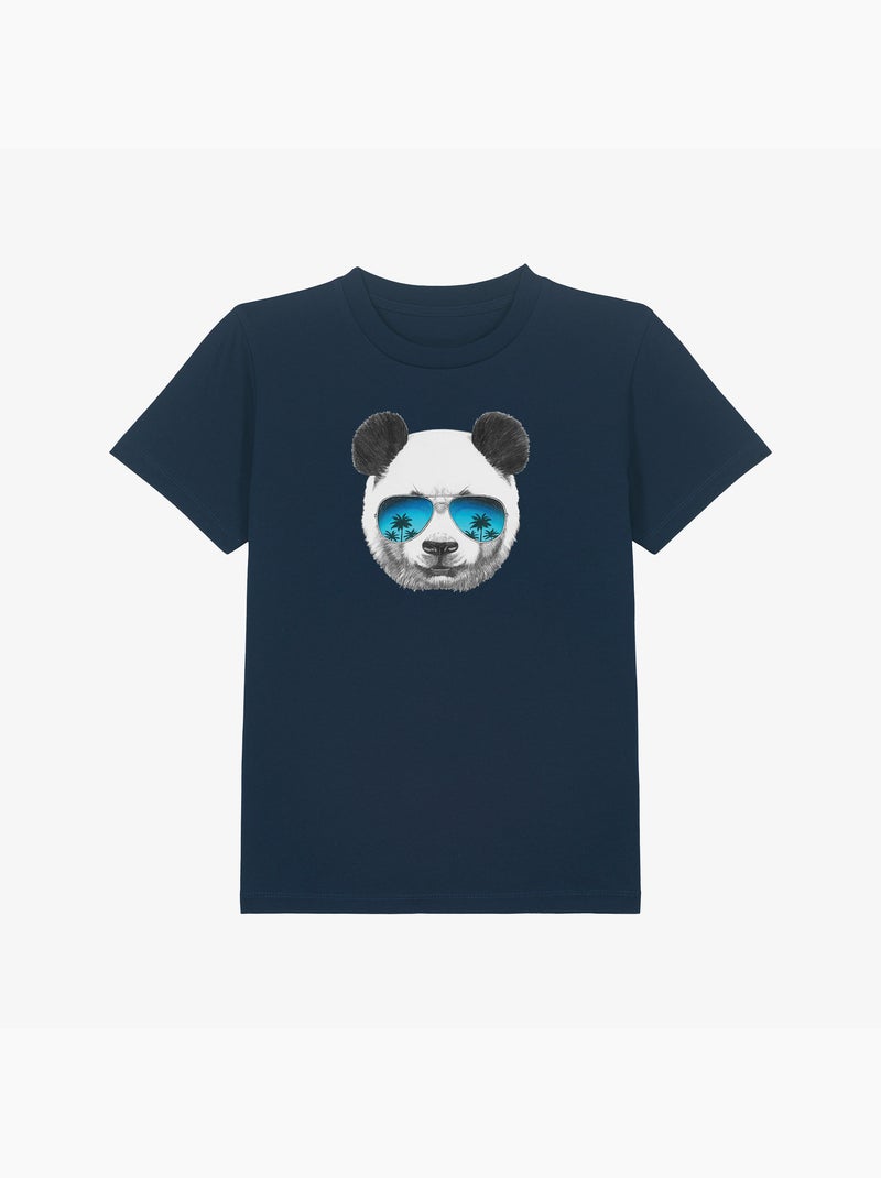 Tshirt Kinder PANDA SUNGLASSES Marineblauw - Kiabi