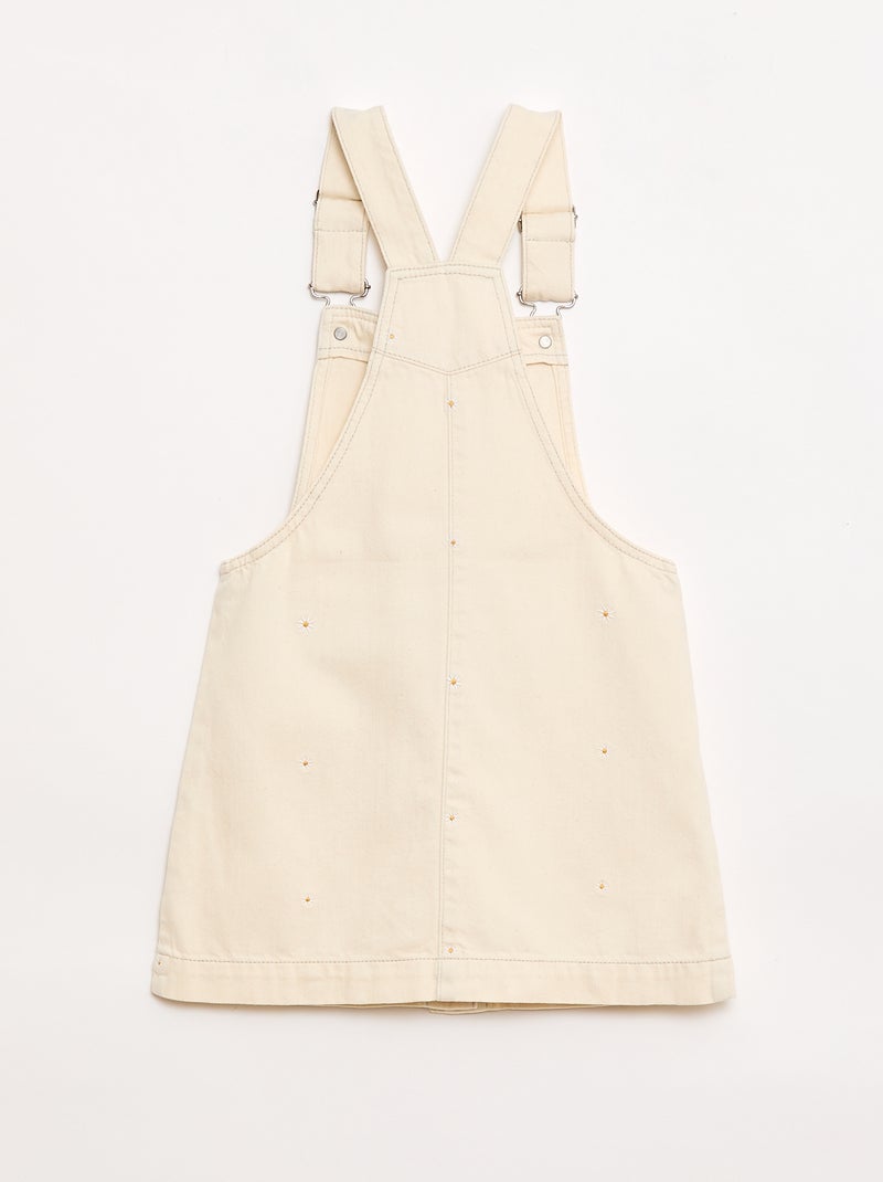 Tuinbroek short met geborduurde bloemen Biege - Kiabi