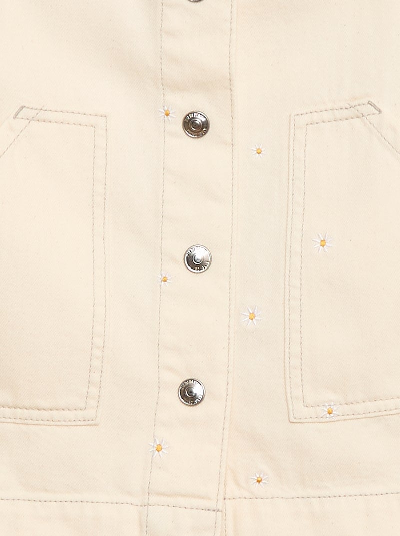 Tuinbroek short met geborduurde bloemen Biege - Kiabi