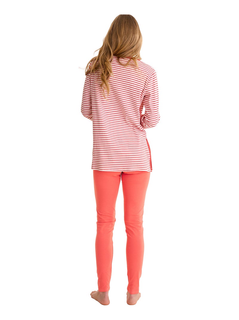 Tuniek met lange mouwen legging pyjama infinity Koraaloranje - Kiabi