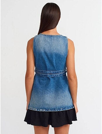Tunique blouse en denim de coton avec lien dilvin