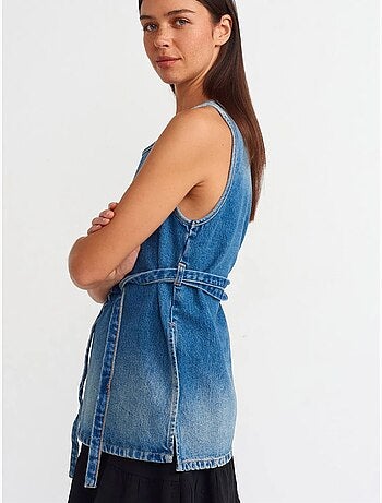 Tunique blouse en denim de coton avec lien dilvin