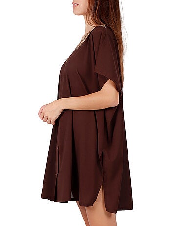 Tunique de plage chemise bright sequins chocolat
