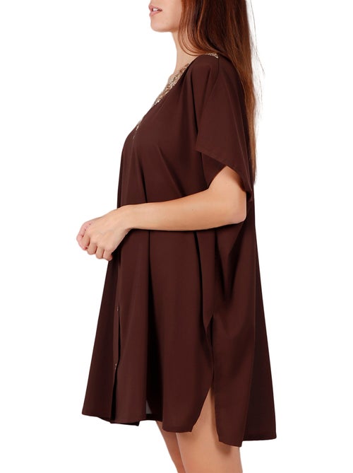 Tunique de plage chemise bright sequins chocolat - Kiabi Tunique de plage chemise bright sequins chocolat - Kiabi