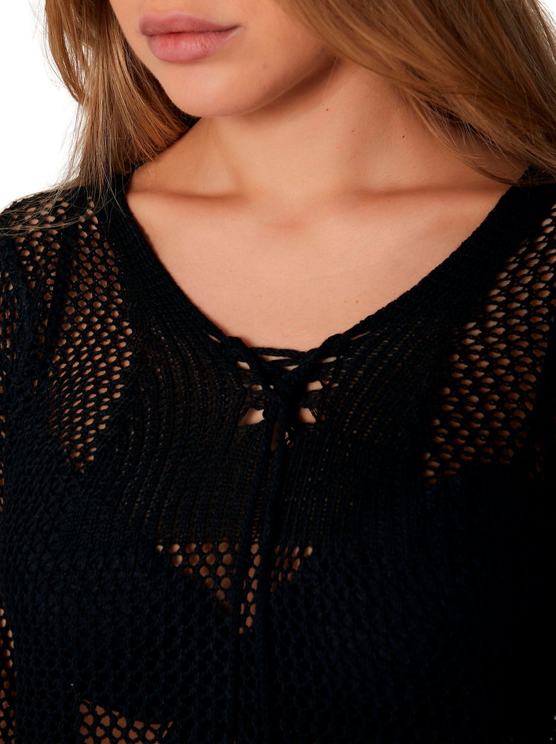 Tunique de plage tricot Noir - Kiabi