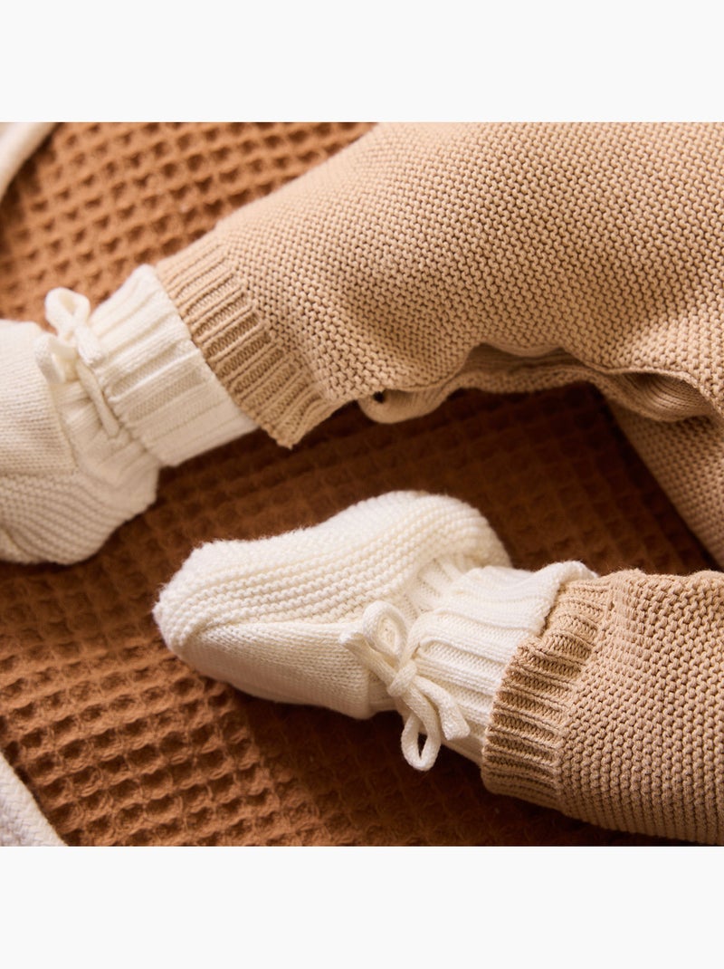 Turban bébé et chaussons en tricot Hello Baby Ecru - Kiabi