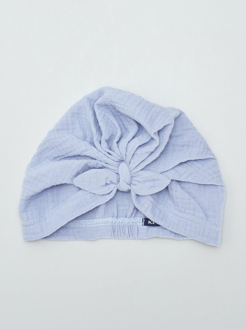Turban uni en double gaze de coton Bleu - Kiabi