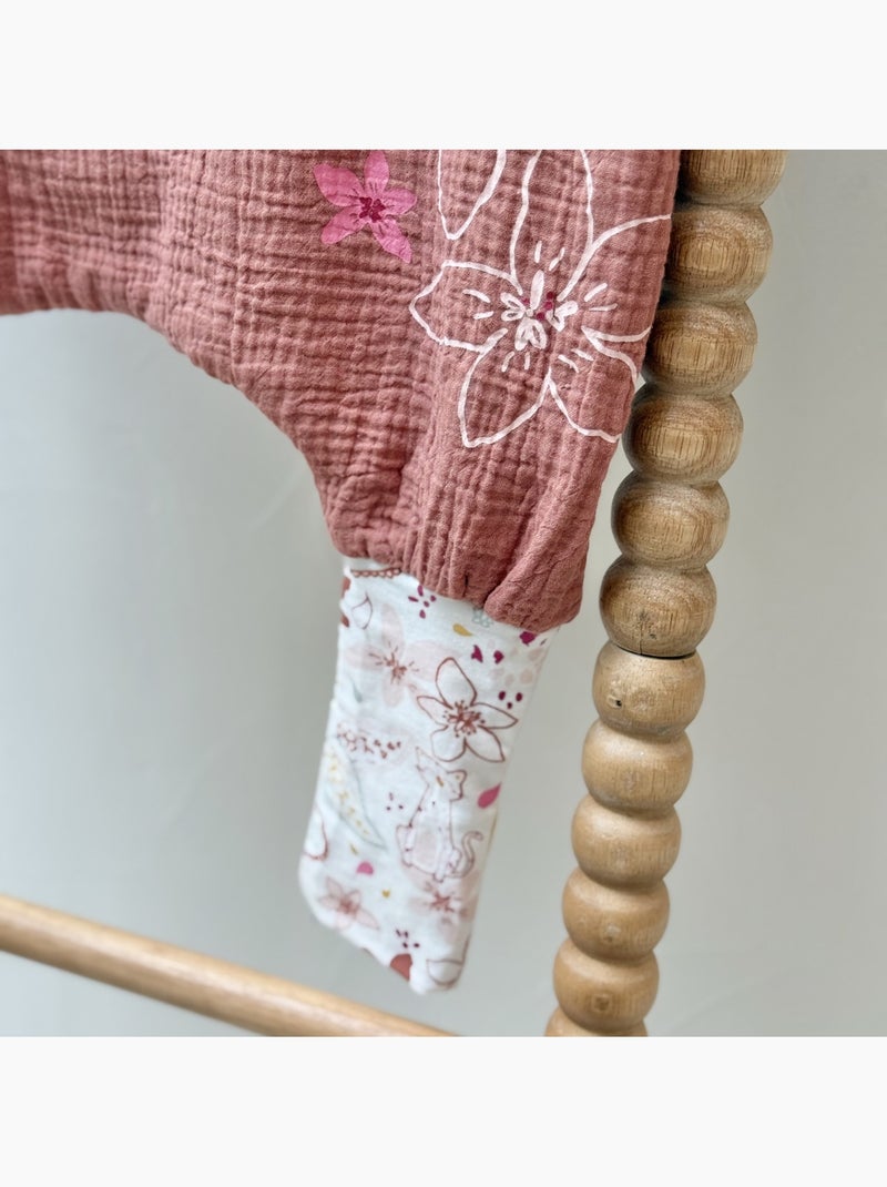 Turbulette d'été en gaze de coton avec pieds retroussables Arizona Rose foncé - Kiabi