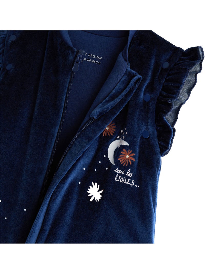 Turbulette d'hiver en velours avec pieds retroussables et manches amovibles ollie Bleu - Kiabi