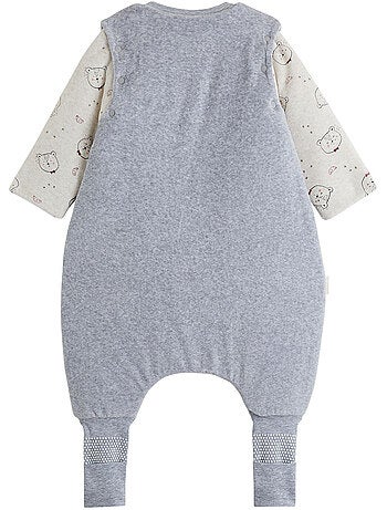 Turbulette d'hiver en velours avec pieds retroussables et manches amovibles pistache