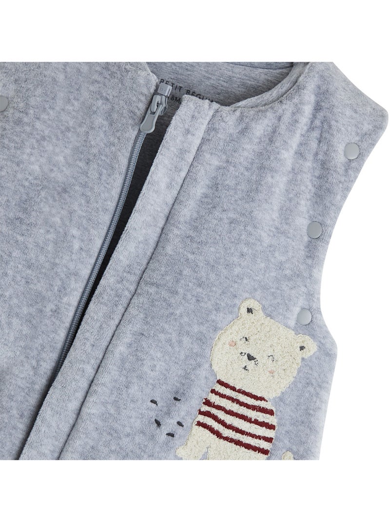 Turbulette d'hiver en velours avec pieds retroussables et manches amovibles pistache Gris Gris - Kiabi
