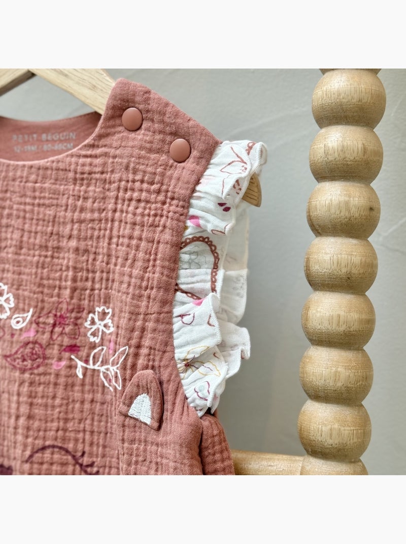 Turbulette d'?t? en gaze de coton avec pieds retroussables Arizona Rose fonc? - Kiabi