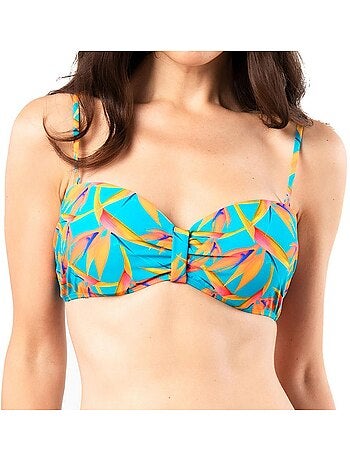 Turquoise bandeau bikini top met patroon voor dames - sun project 2831