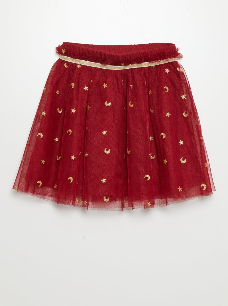 Tut-achtige rok van tule ROOD - Kiabi