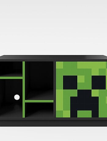 Tv-lowboard met LED en kabeldoorvoer - 4 vakken en deur 'Roba' - Minecraft