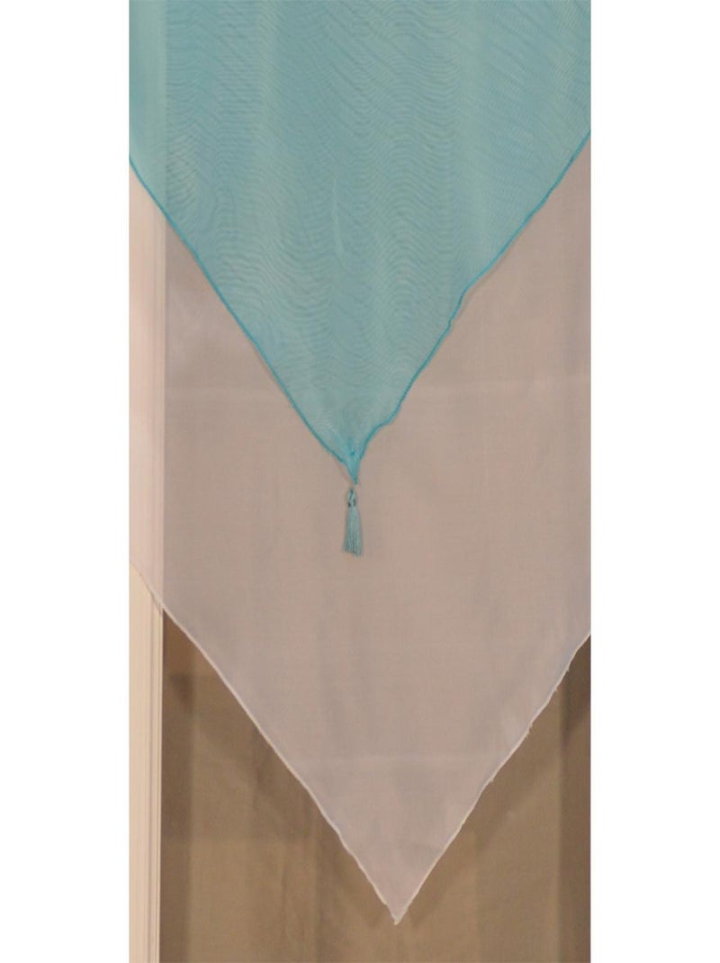 Twee kleine tweekleurige vitrages met kwastjes Blauw - Kiabi