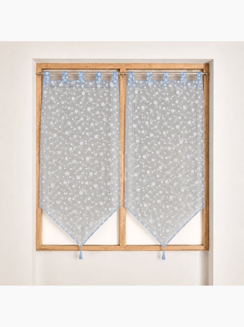 Twee kleine vitragegordijnen met een patroon van zilveren bubbels - Kiabi Twee kleine vitragegordijnen met een patroon van zilveren bubbels - Kiabi