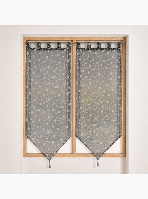 Twee kleine vitragegordijnen met een patroon van zilveren bubbels - Kiabi Twee kleine vitragegordijnen met een patroon van zilveren bubbels - Kiabi
