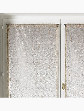 Twee kleine vitrages van jacquard-organza met druppelmotief