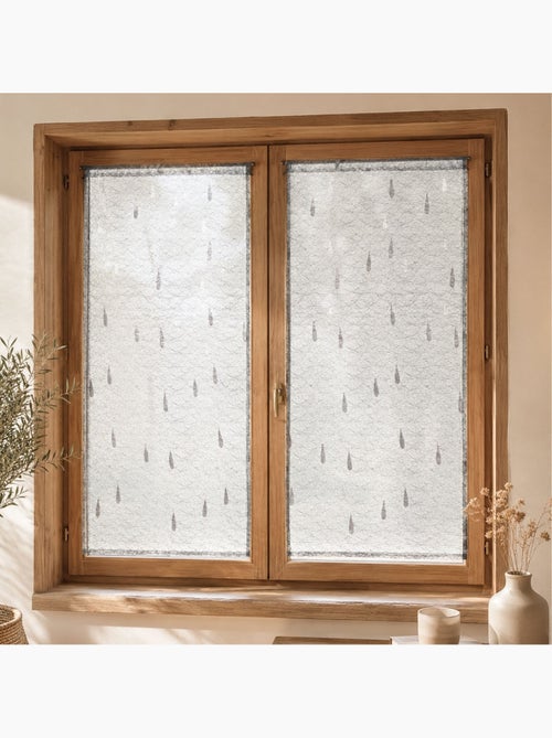 Twee kleine vitrages van jacquard-organza met druppelmotief - Kiabi Twee kleine vitrages van jacquard-organza met druppelmotief - Kiabi