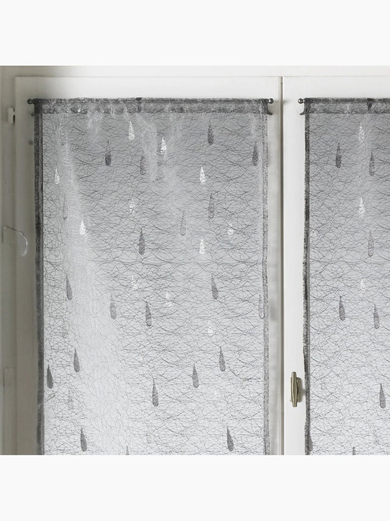 Twee kleine vitrages van jacquard-organza met druppelmotief Lichtgrijs - Kiabi