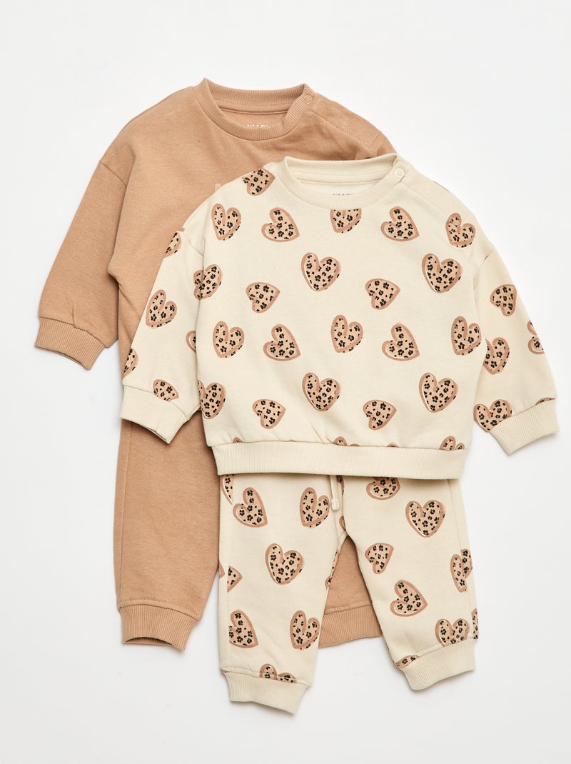 Twee setjes - Katoenen trui + broek Biege - Kiabi