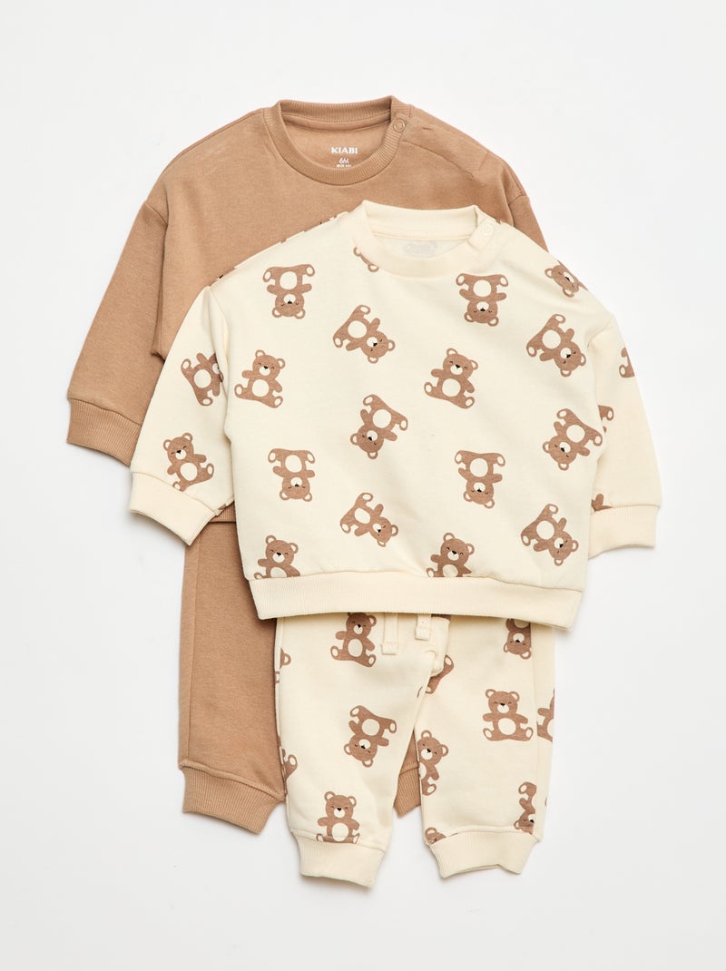 Twee setjes - Katoenen trui + broek Wit - Kiabi