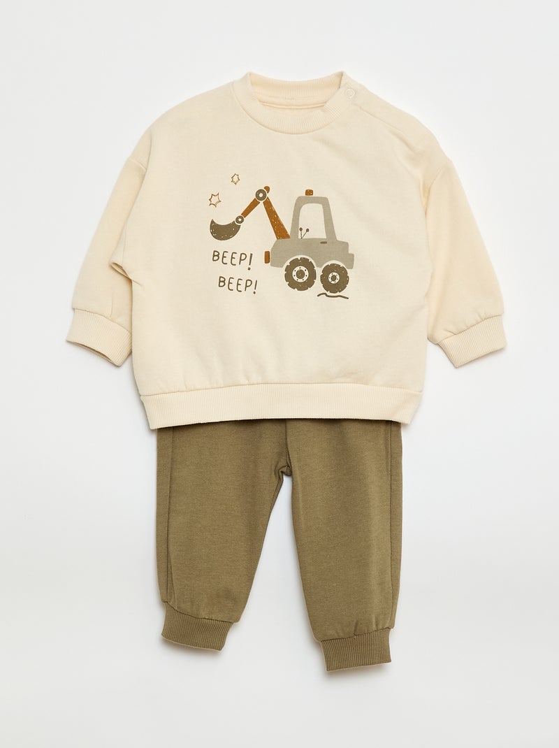 Twee setjes - Katoenen trui + broek Wit - Kiabi