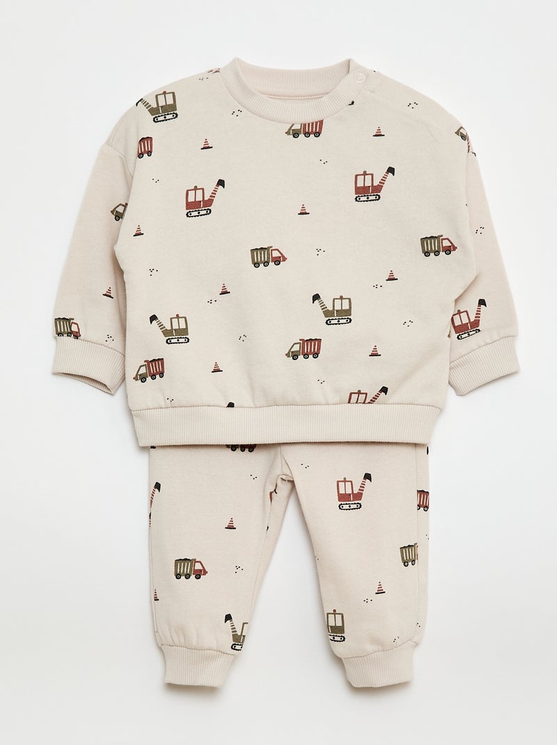 Twee setjes - Katoenen trui + broek Wit - Kiabi